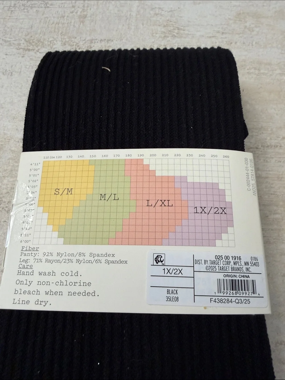 a new day Black Ribbed Sweater Tights